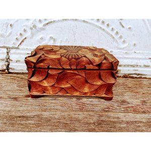 Vintage Carved Wood Box Harvest Wheat Bible Verse John 12:24